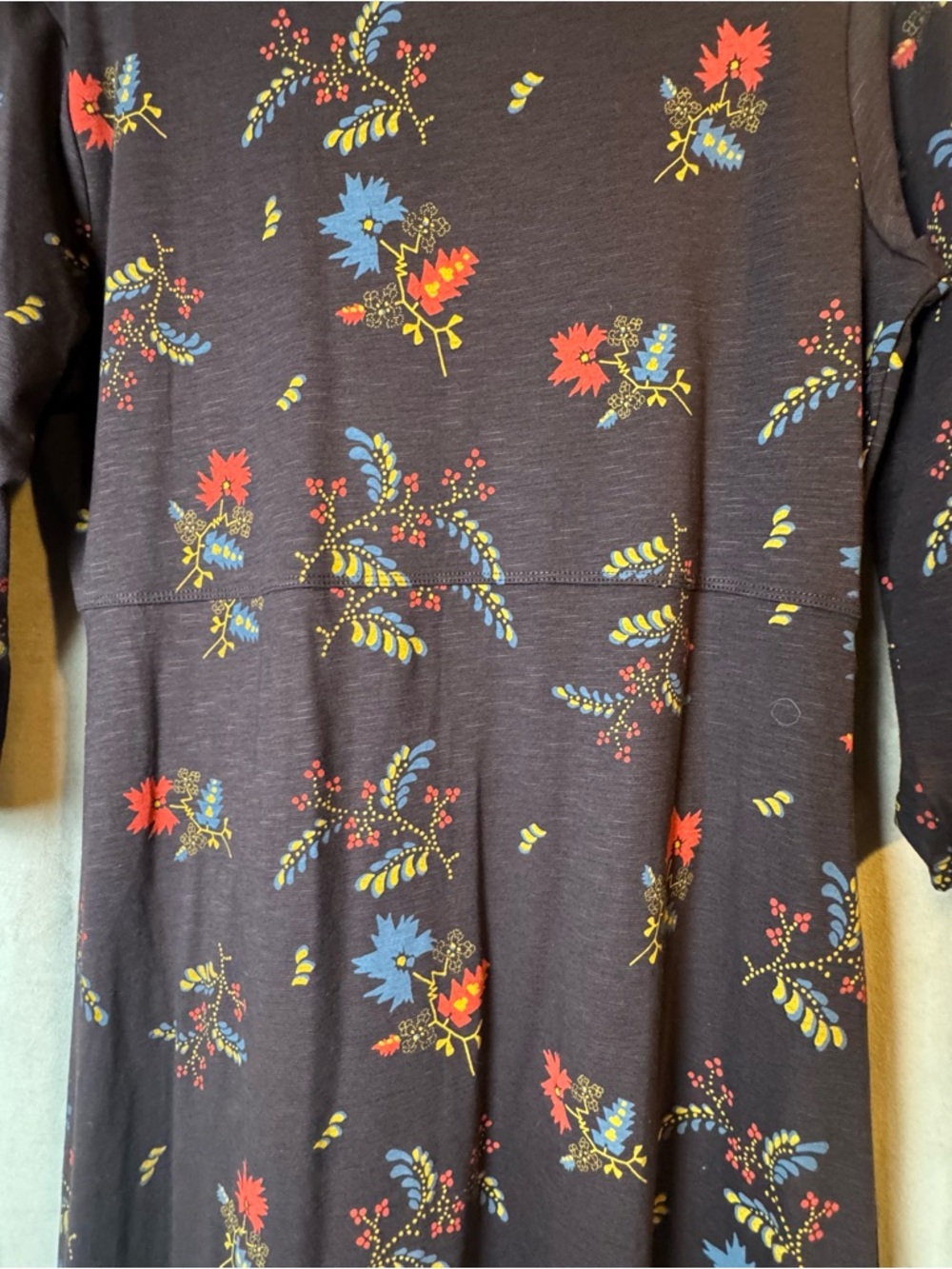 Toad&Co Brown Floral V-Neck Dress Feminine Fit and flare Organic Cotton Tencel L - Picture 8 of 8